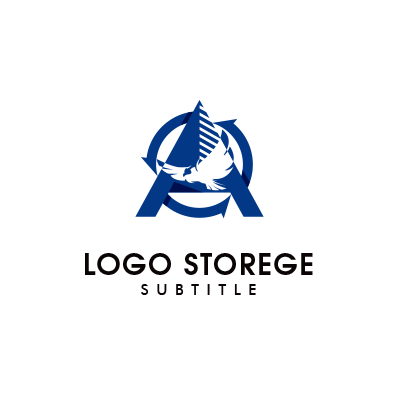 Aと建物、鳥を組み合わせたロゴ