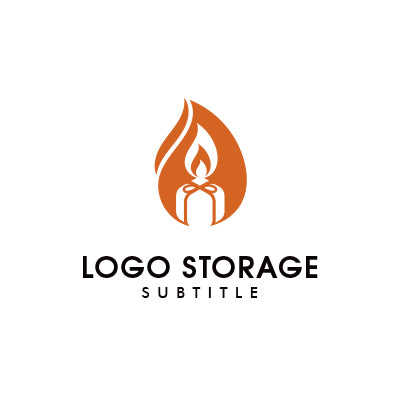 「炎」「蝋燭」「箱」をモチーフにデザインしたロゴ