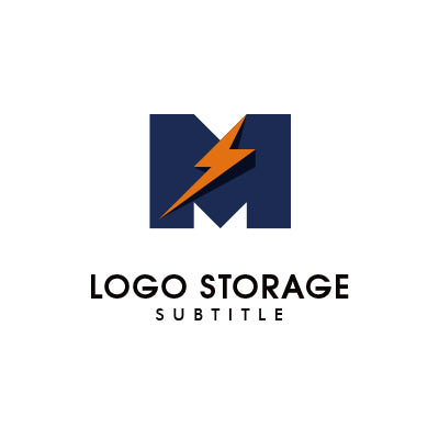 アルファベットの「M」「電気」をモチーフにデザインしたロゴ