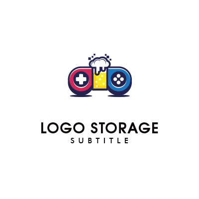 「ビール」「コントローラー」「ゲーム」をモチーフにデザインしたロゴ