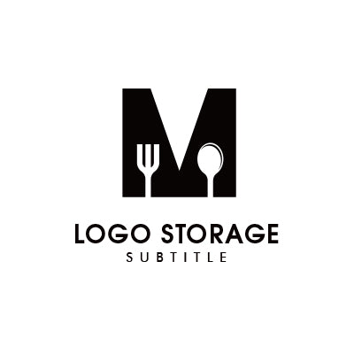 アルファベットの「M」「食器」をモチーフにデザインしたロゴ