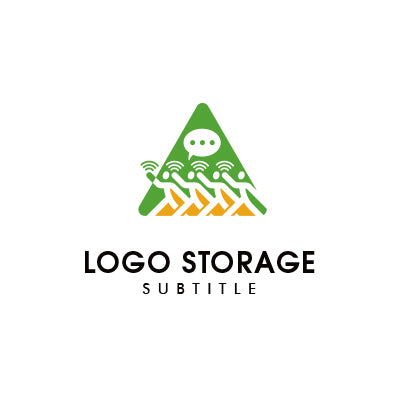 「人」「電波」をモチーフにデザインしたロゴ