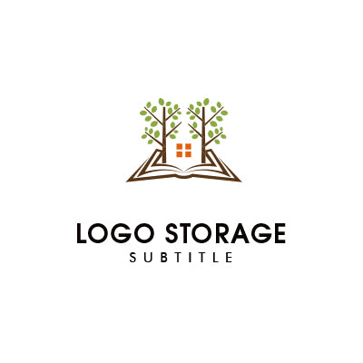 「建物」「本」「自然」をモチーフにデザインしたロゴ