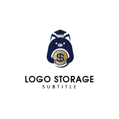 「豚」「お金」をモチーフにデザインしたロゴ