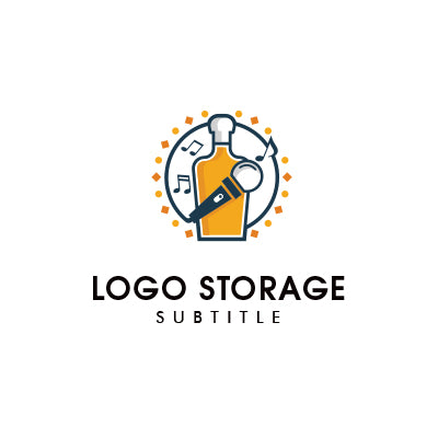 「マイク」「お酒」をモチーフにデザインしたロゴ