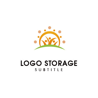 🌞コミュニティ&成長を象徴するロゴ – 繋がり・活気・ポジティブなデザイン【ロゴ販売ならロゴストレージ】