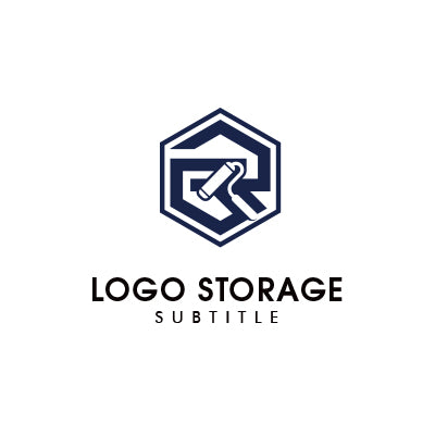 🎨 建築・リフォーム業向けロゴ – ペイントローラーと六角形デザインが特徴【ロゴ販売ならロゴストレージ】