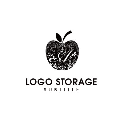エレガントなアップルモチーフのA型ロゴ – 美・自然・高級感を象徴【ロゴ販売ならロゴストレージ】