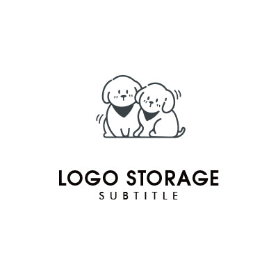 可愛らしい犬のペアロゴデザイン|ロゴ販売はロゴストレージ
