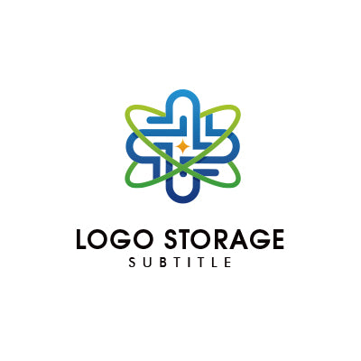 クロスと軌道を組み合わせた近未来的ロゴデザイン|ロゴ販売はロゴストレージ