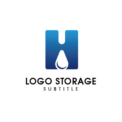 Hと水滴モチーフを組み合わせたロゴデザイン|ロゴ販売はロゴストレージ