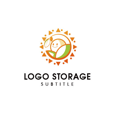 太陽と自然をモチーフにした笑顔ロゴデザイン|ロゴ販売はロゴストレージ