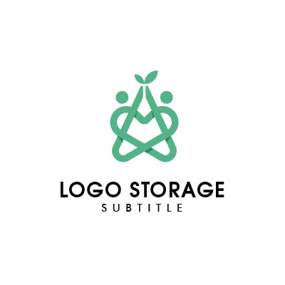 人と葉をモチーフにした調和と成長のロゴデザイン|ロゴ販売はロゴストレージ