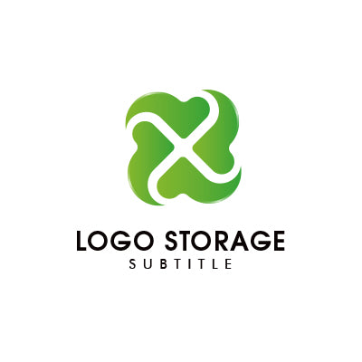 Xとクローバーを組み合わせたナチュラルロゴデザイン|ロゴ販売はロゴストレージ