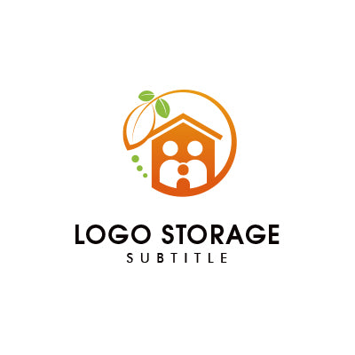 家と家族をモチーフにした温かみのあるロゴデザイン|ロゴ販売はロゴストレージ