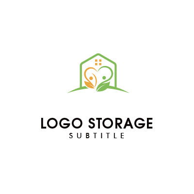 家と人、ハートをモチーフにした優しさあふれるロゴデザイン|ロゴ販売はロゴストレージ