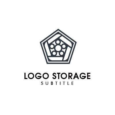 五角形とギアをモチーフにした信頼感あるロゴデザイン|ロゴ販売はロゴストレージ