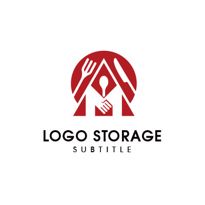 カトラリーと握手が象徴的なロゴデザイン|ロゴ販売ならロゴストレージ