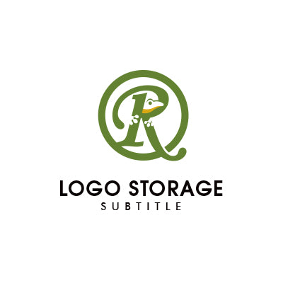 Rの文字にカエルをあしらったユニークなロゴデザイン|ロゴ販売ならロゴストレージ