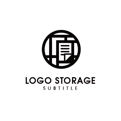 書類と格子を融合した知的和モダンロゴデザイン|ロゴ販売ならロゴストレージ