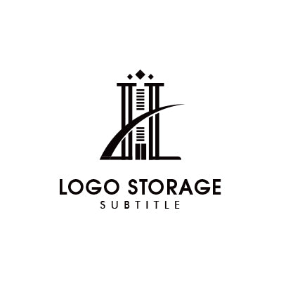 H・Lイニシャルの高層ビル風ロゴ|都市的な信頼感と成長を表現|ロゴ販売ならロゴストレージ