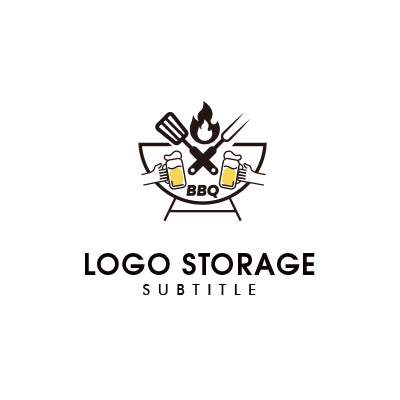 BBQをテーマにした楽しく活気あるロゴ|ロゴ販売 ロゴストレージ