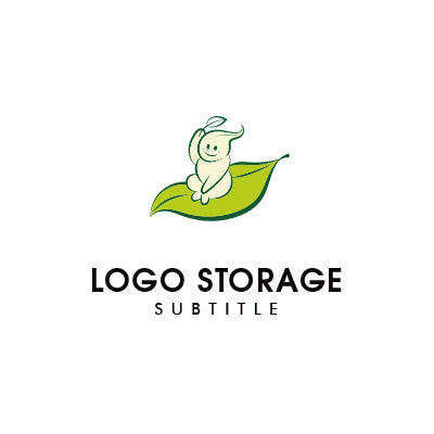 葉っぱ×妖精ロゴ(ナチュラルグリーン) やさしさと親しみを伝えるロゴ|ロゴ販売 ロゴストレージ