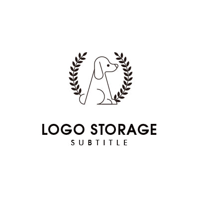 信頼と温もりを描く、犬とリースモチーフロゴ|ロゴ販売 ロゴストレージ
