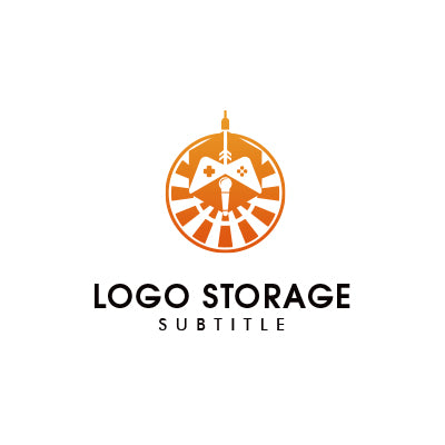 ゲームと挑戦を描く円形ロゴ|ロゴ販売 ロゴストレージ