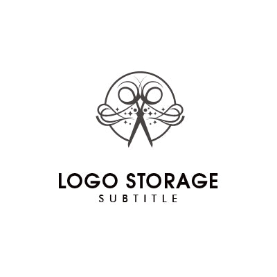 ハサミモチーフの円形ロゴ|ロゴ販売 ロゴストレージ