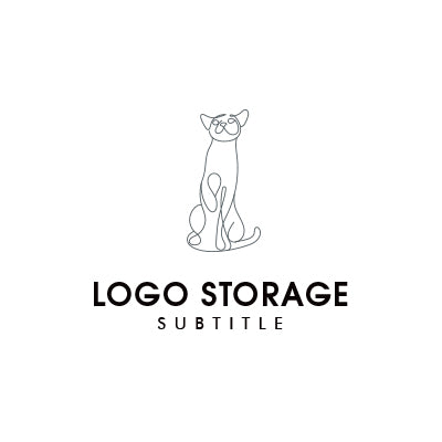 猫のシルエットが美しい線画ロゴ｜ロゴ販売ならロゴストレージ