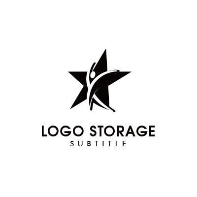 スターと人物のシンボリックな躍動ロゴ｜ロゴ販売ならロゴストレージ