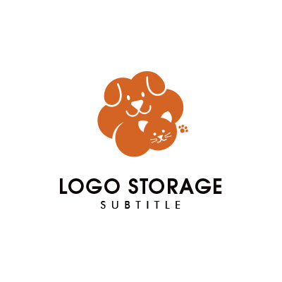 犬猫×肉球ロゴ 親しみと安心感を届ける、ペット向けシンボルロゴ｜ロゴ販売 ロゴストレージ