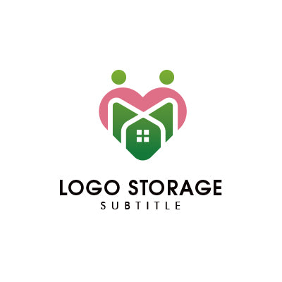 思いやりと共生を描く、ハート×人×ハウスモチーフロゴ｜ロゴ販売 ロゴストレージ