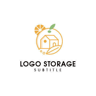 自然と暮らしを描くオレンジ+家モチーフロゴ