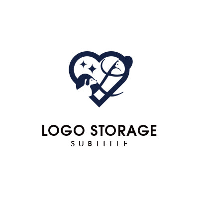 ハート×犬+猫モチーフロゴ｜ロゴ販売 ロゴストレージ