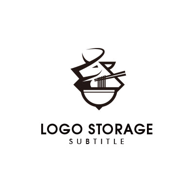 牛モチーフ+ラーメンのロゴ