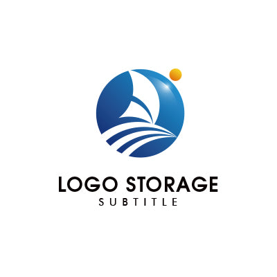 海+ヨット+太陽のロゴデザイン。帆船と太陽をモチーフにしたロゴ