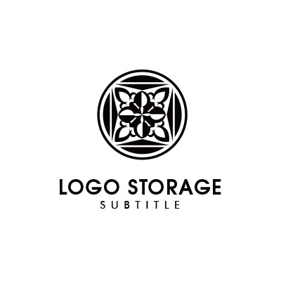 花のロゴデザイン。花と円形フレームをモチーフにしたロゴ