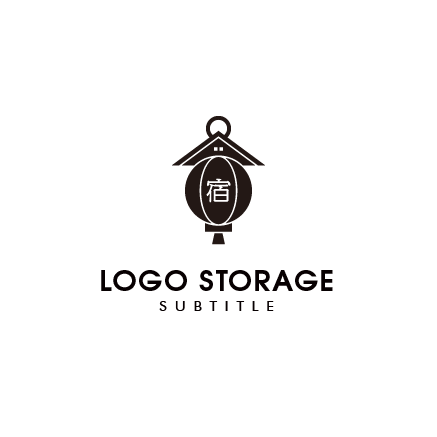 建物 宿 提灯 旅館 和風 宿泊 ロゴデザイン ロゴ販売 ロゴストレージ