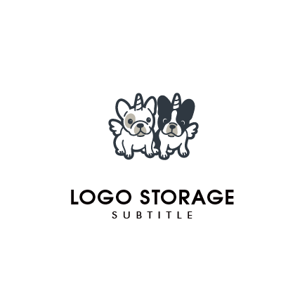 犬 二匹 ユニコーン 羽 ペット かわいい ロゴデザイン ロゴ販売 ロゴストレージ